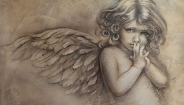 Painting of a baby angel Painting of a baby angel