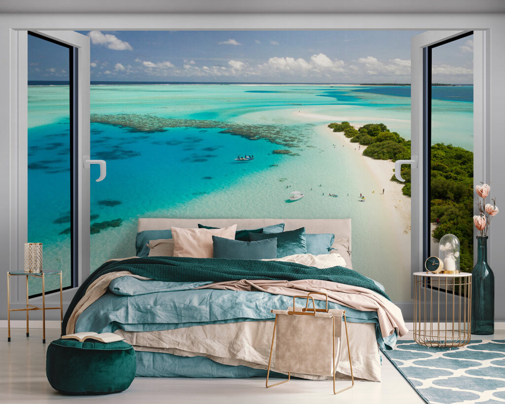 View of a beach from a window View of a beach from a window