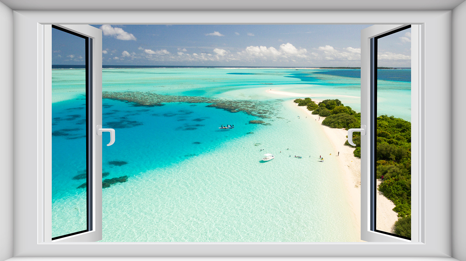 View of a beach from a window View of a beach from a window