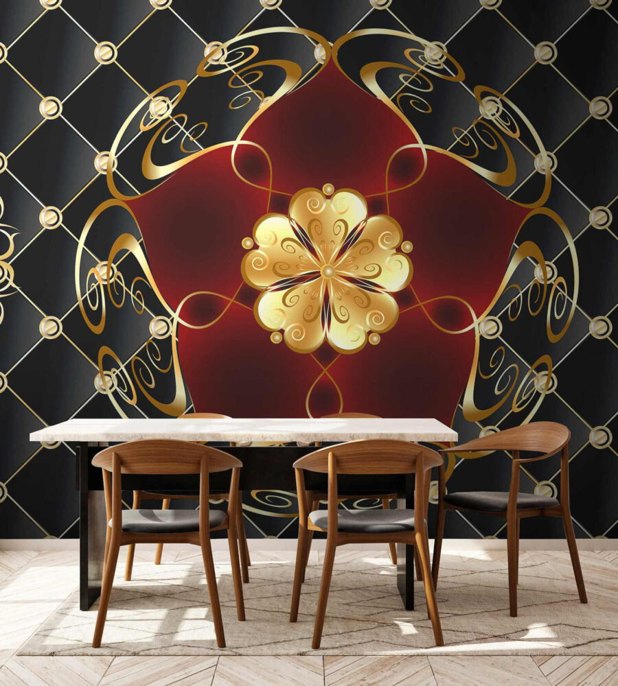 Elegáns virágos design fekete háttéren