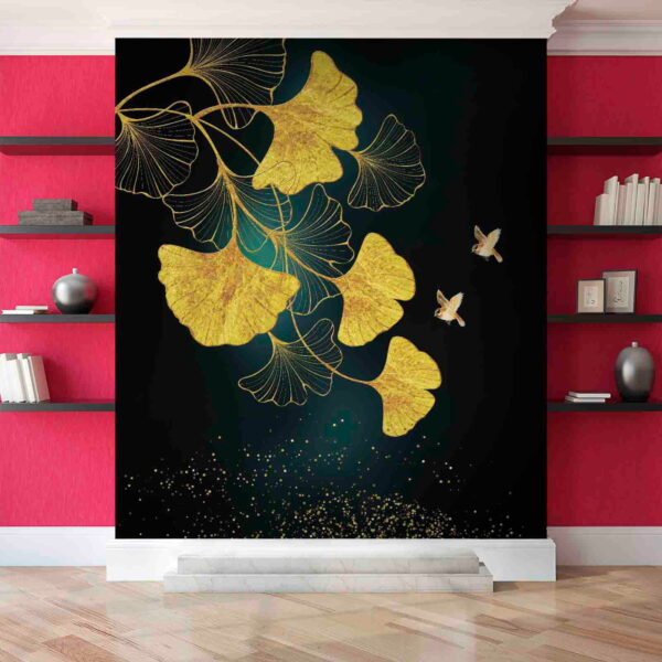 Ginkgo levelek és madarak eleganciája Ginkgo levelek és madarak eleganciája