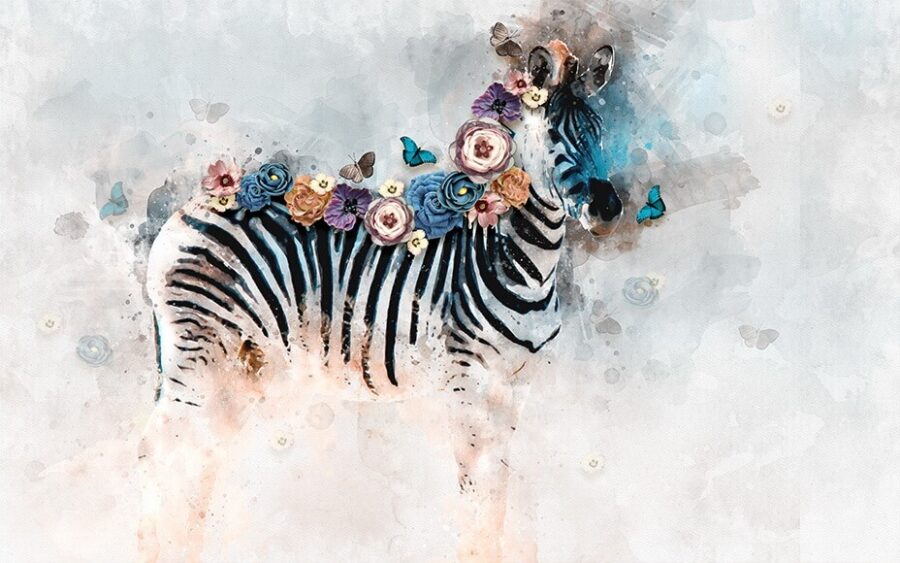 Zebra virággal a fején