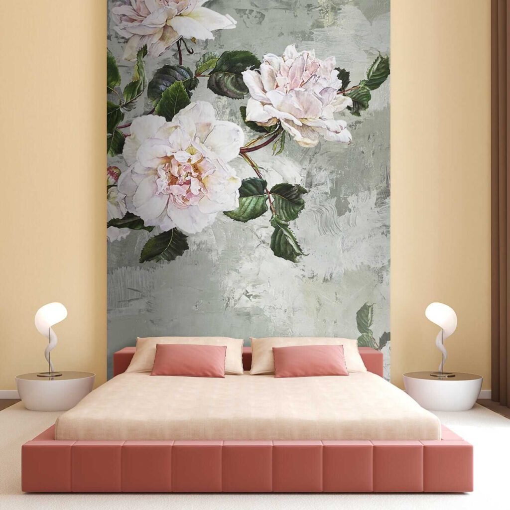 Painting of flowers on a wall Painting of flowers on a wall