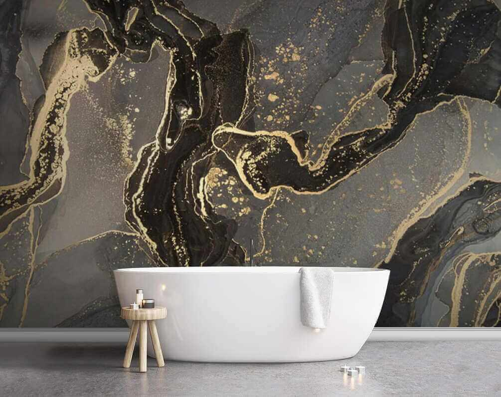 Elegant marbled black and metallic swirls Elegant marbled black and metallic swirls