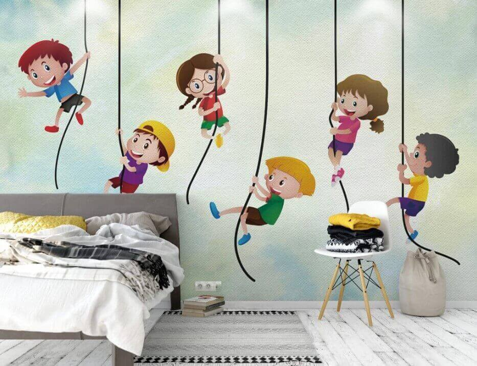 Gyerekek csoportja mászik a kötélen u32016pir1m - Gyerekek csoportja mászik a kötélen - tegory