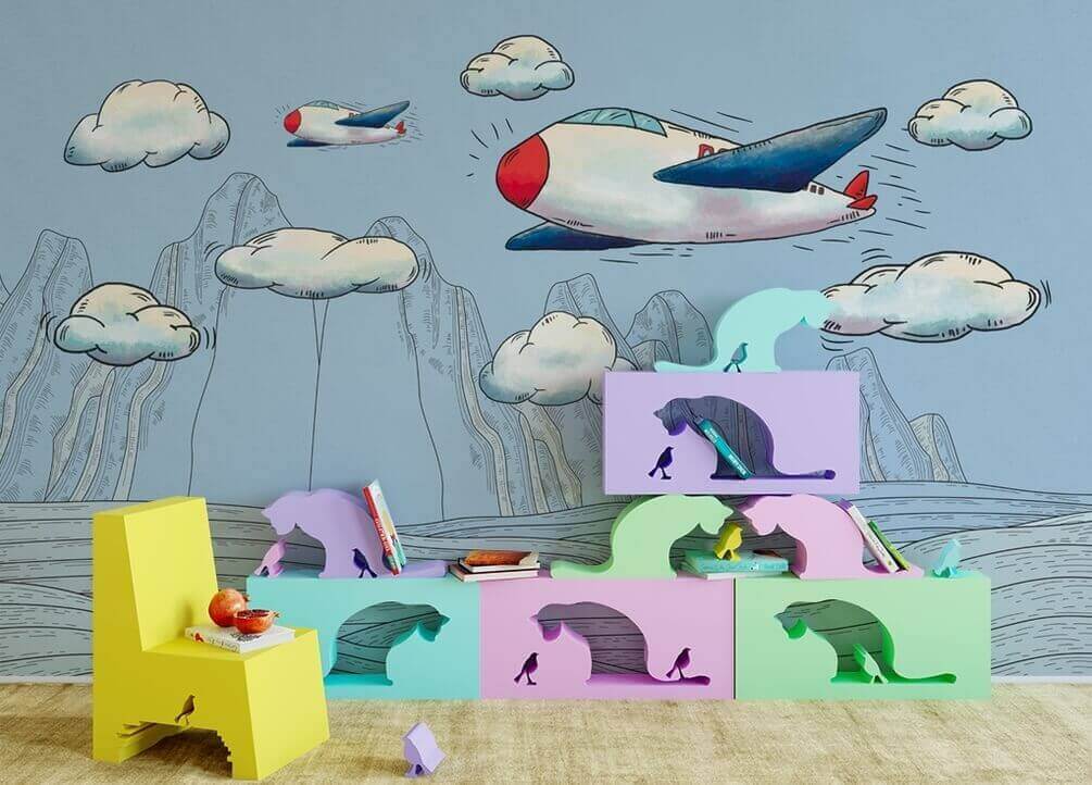 Rajzfilm repülőgépek repülnek a hegyek felett u28105pir2 - Rajzfilm repülőgépek repülnek a hegyek felett - tegory