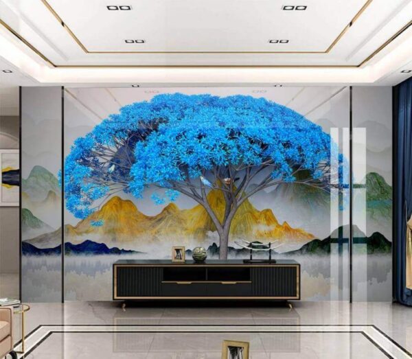 Fotótapéta Kék levelű fa