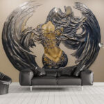 Fotótapéta Szárnyas nő fémszobra