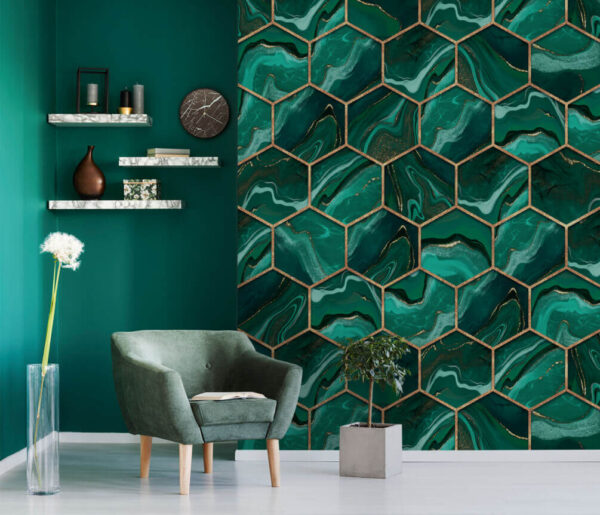 Fotótapéta Fotótapéta Élénk hatszögletű márványmintás design (Cikkszám: u20398)