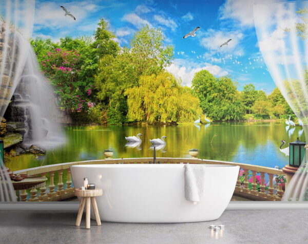 u18753pit1 600x476 - Kilátás egy tóra madarakkal és fákkal - tegory