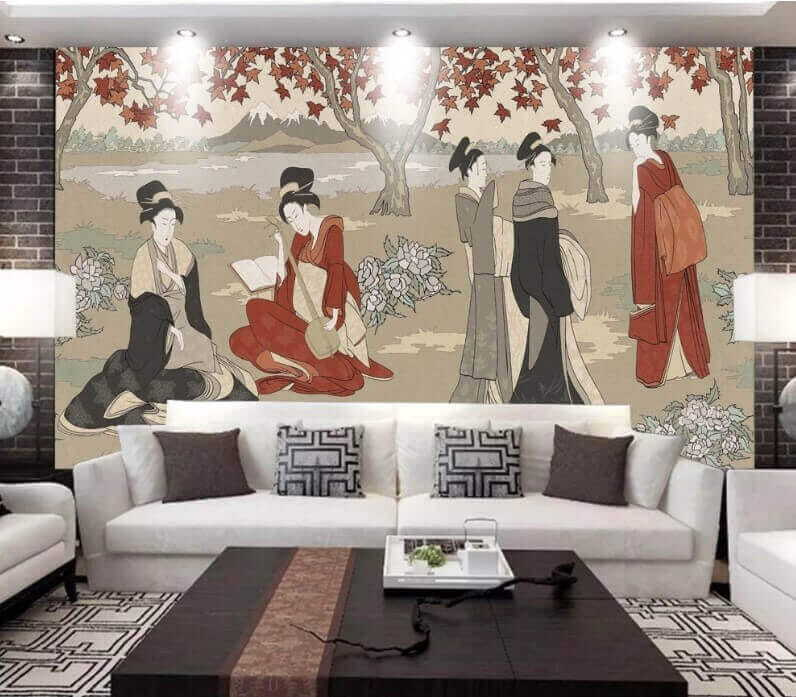 Nők csoportja hagyományos japán ruházatban