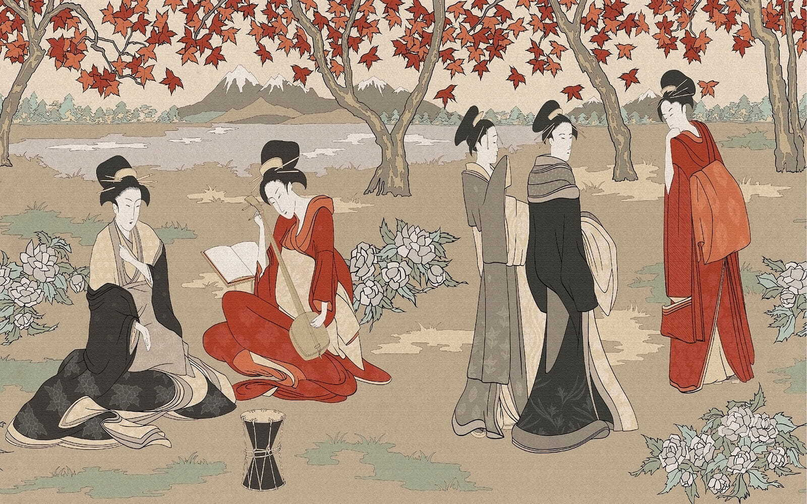 Group of women in traditional japanese clothing