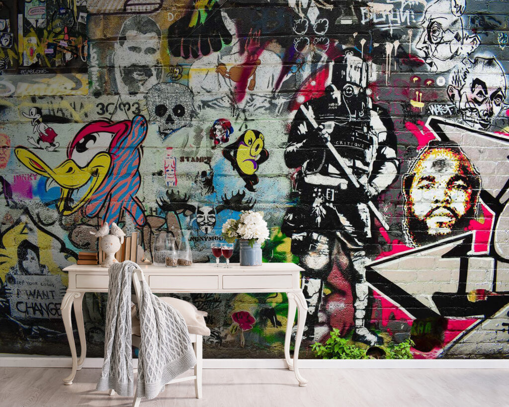 Wall with graffiti on it