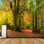 Fotótapéta ösvény fákkal és levelekkel