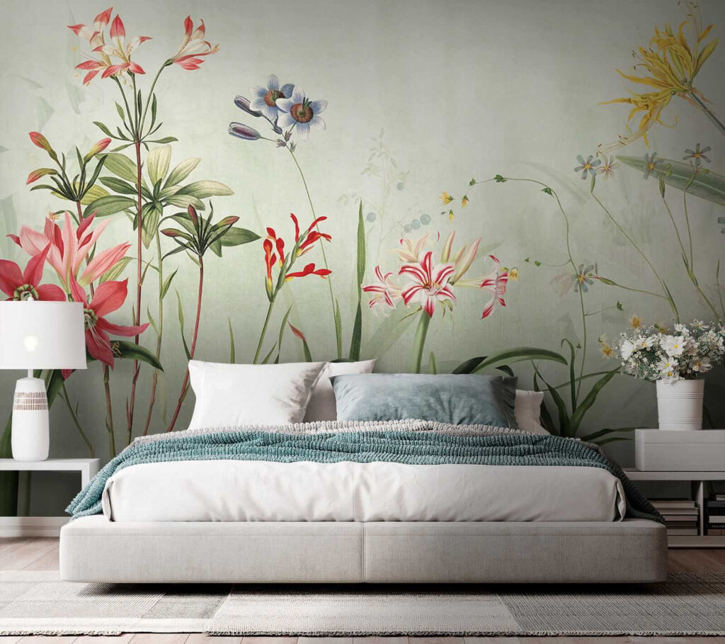 Vibrant flowers in soft green hues Vibrant flowers in soft green hues