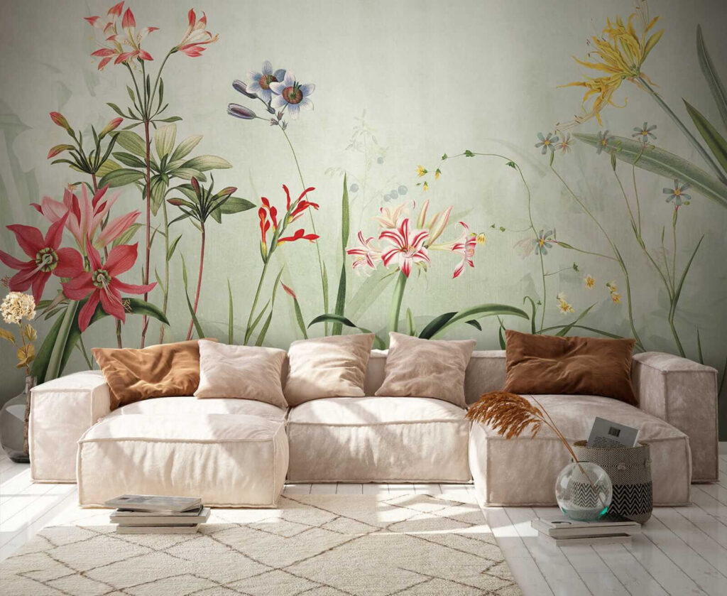 Vibrant flowers in soft green hues Vibrant flowers in soft green hues