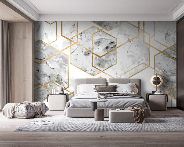 Elegáns hatszögletű márványmintás design. Elegáns hatszögletű márványmintás design.