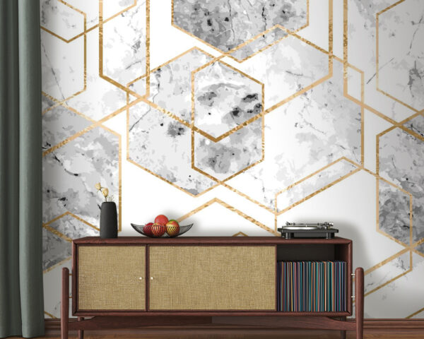 Elegáns hatszögletű márványmintás design. Elegáns hatszögletű márványmintás design.
