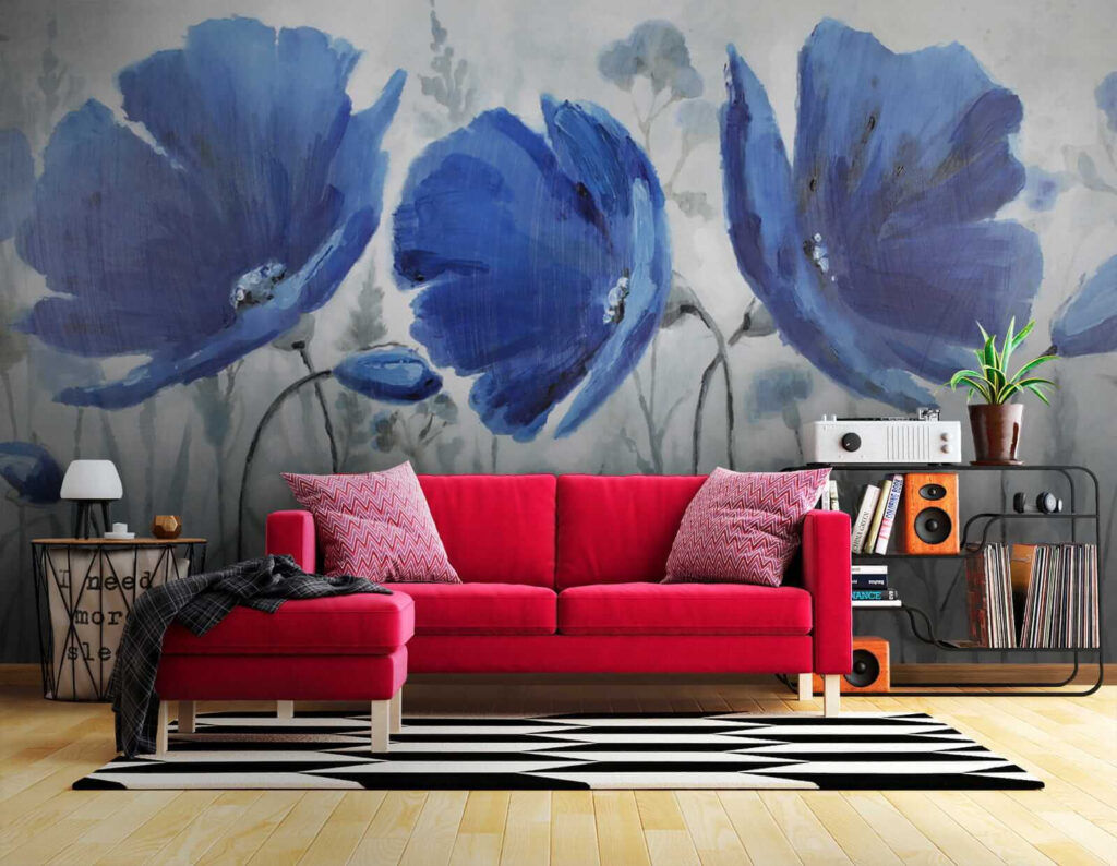 Painting of blue flowers Painting of blue flowers