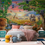 Fotótapéta Állatok csoportja a folyóban