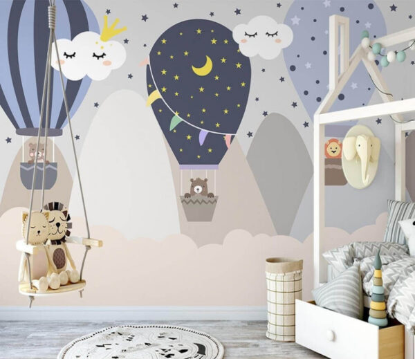 Fotótapéta Fotótapéta Rajzfilm hőlégballonok az égen (Cikkszám: u26186)