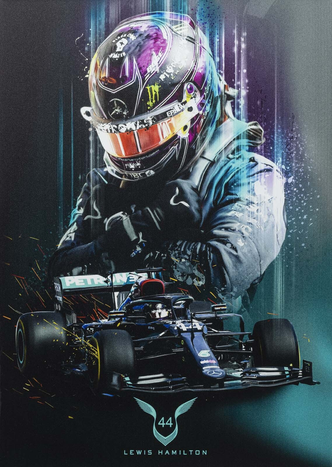 Person wearing a helmet and holding a race car