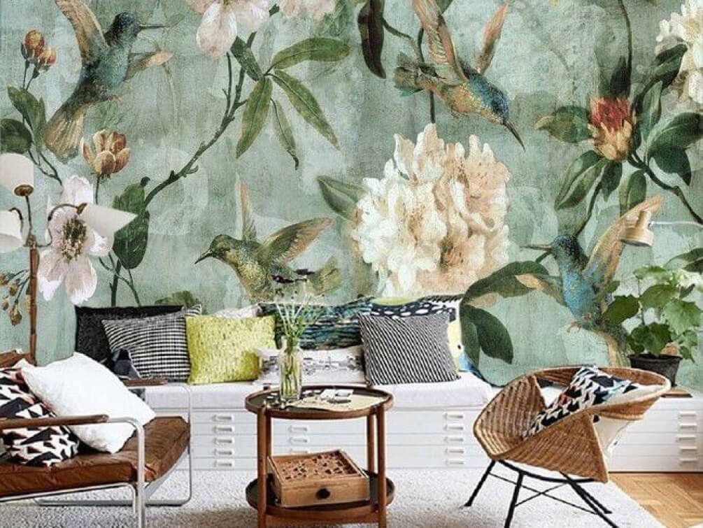 u31277pig1m - Tapéta madarakkal és virágokkal - tegory