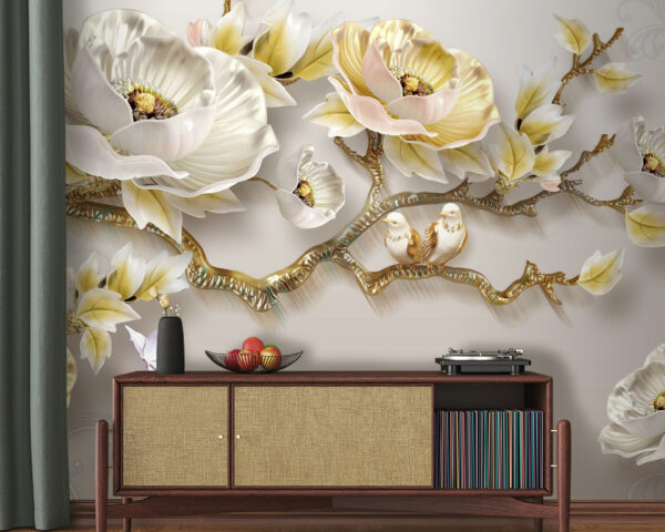 Tapéta virágokkal és madarakkal u31662pig20 600x480 - Tapéta virágokkal és madarakkal - tegory