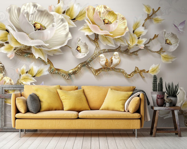 Tapéta virágokkal és madarakkal u31662pig36 600x480 - Tapéta virágokkal és madarakkal - tegory