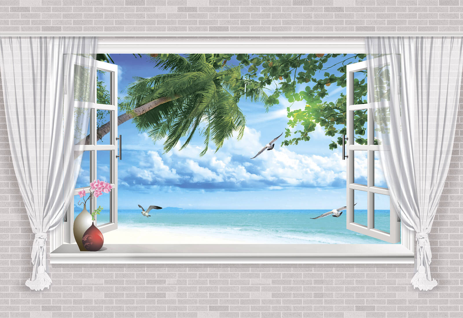 u41650p - A tengerpartra és a madarakra néző ablak - tegory