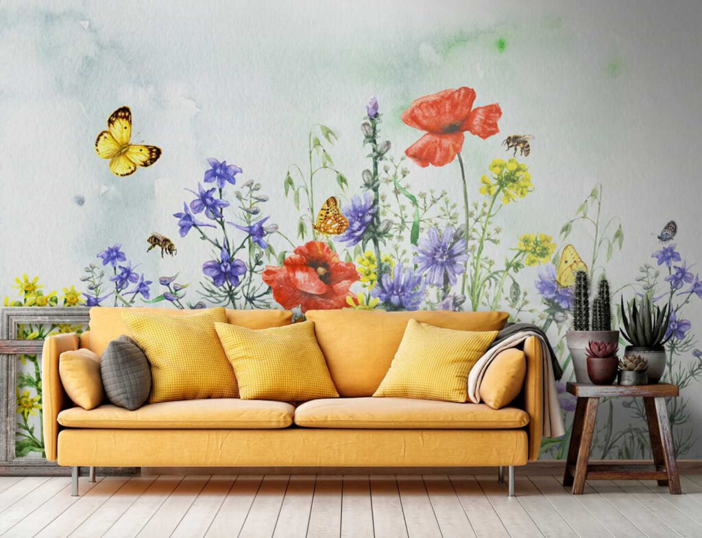 Painting of flowers and butterflies Painting of flowers and butterflies