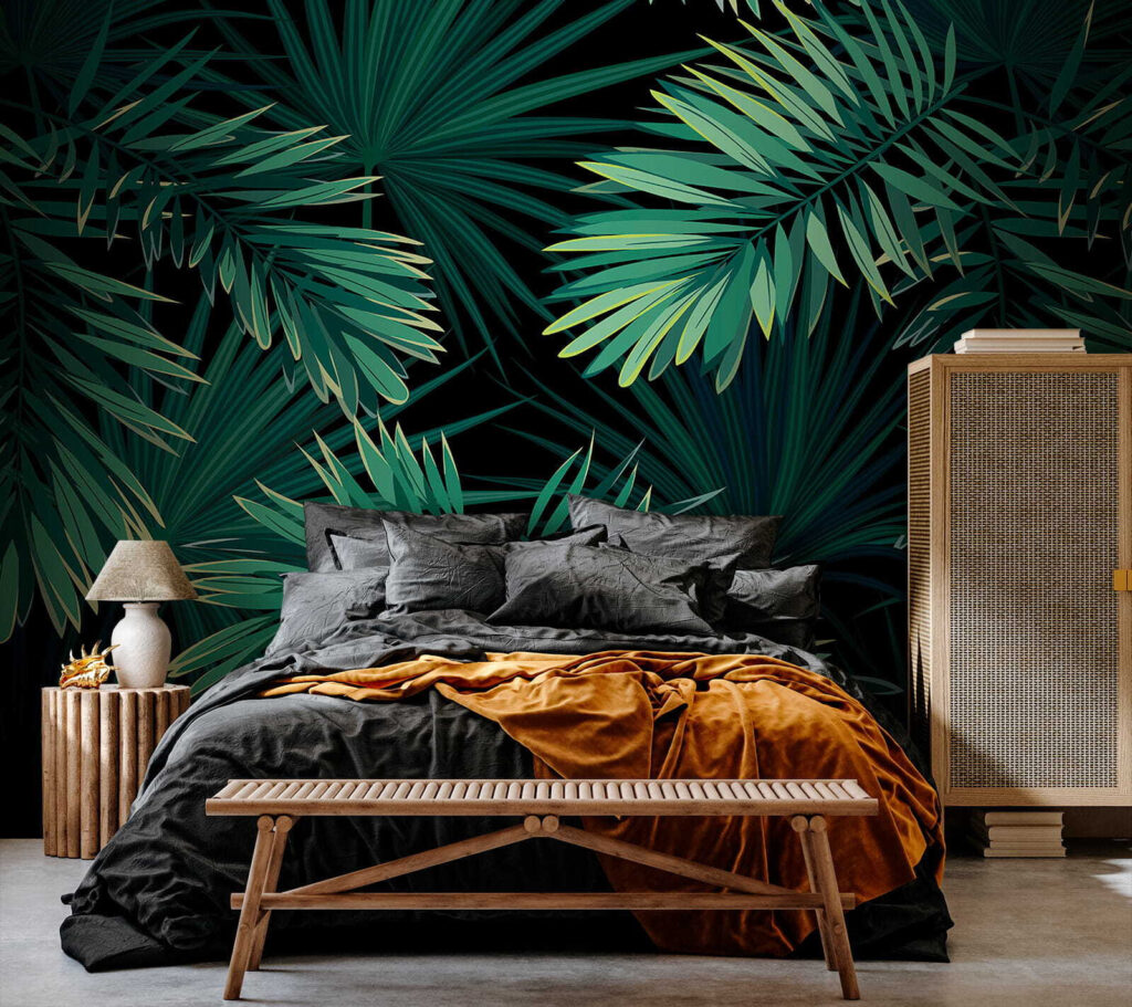 Tropical leaves on a dark background Tropical leaves on a dark background