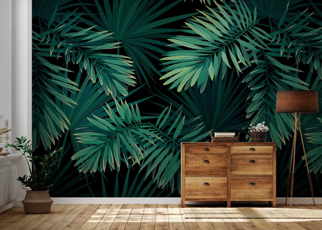 Tropical leaves on a dark background Tropical leaves on a dark background