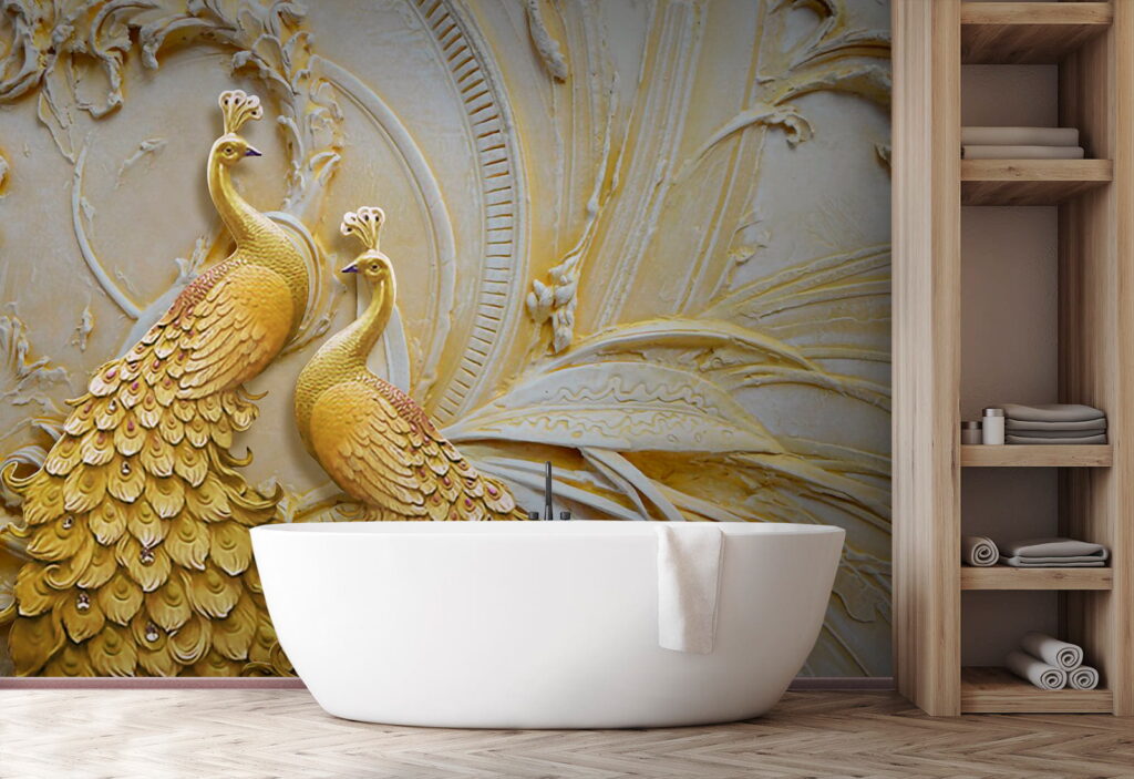 Elegant Peacocks in Ornate Relief Elegant Peacocks in Ornate Relief