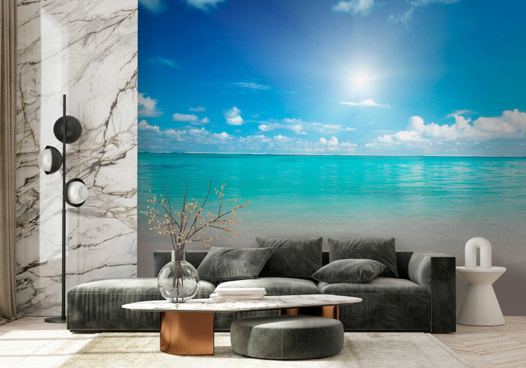 Blue sky with clouds and a sandy beach Blue sky with clouds and a sandy beach