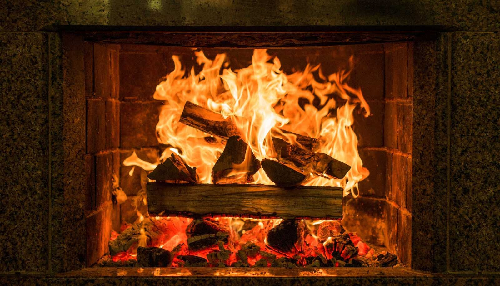 Fire in a fireplace Fire in a fireplace