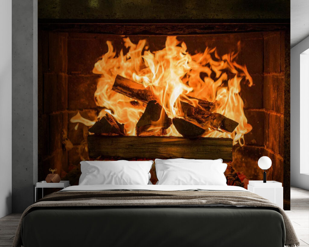 Fire in a fireplace Fire in a fireplace