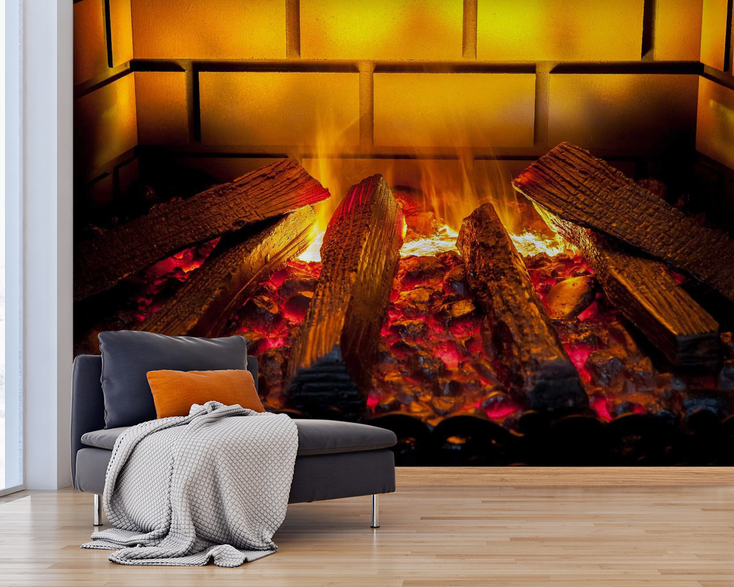 Fire in a fireplace Fire in a fireplace