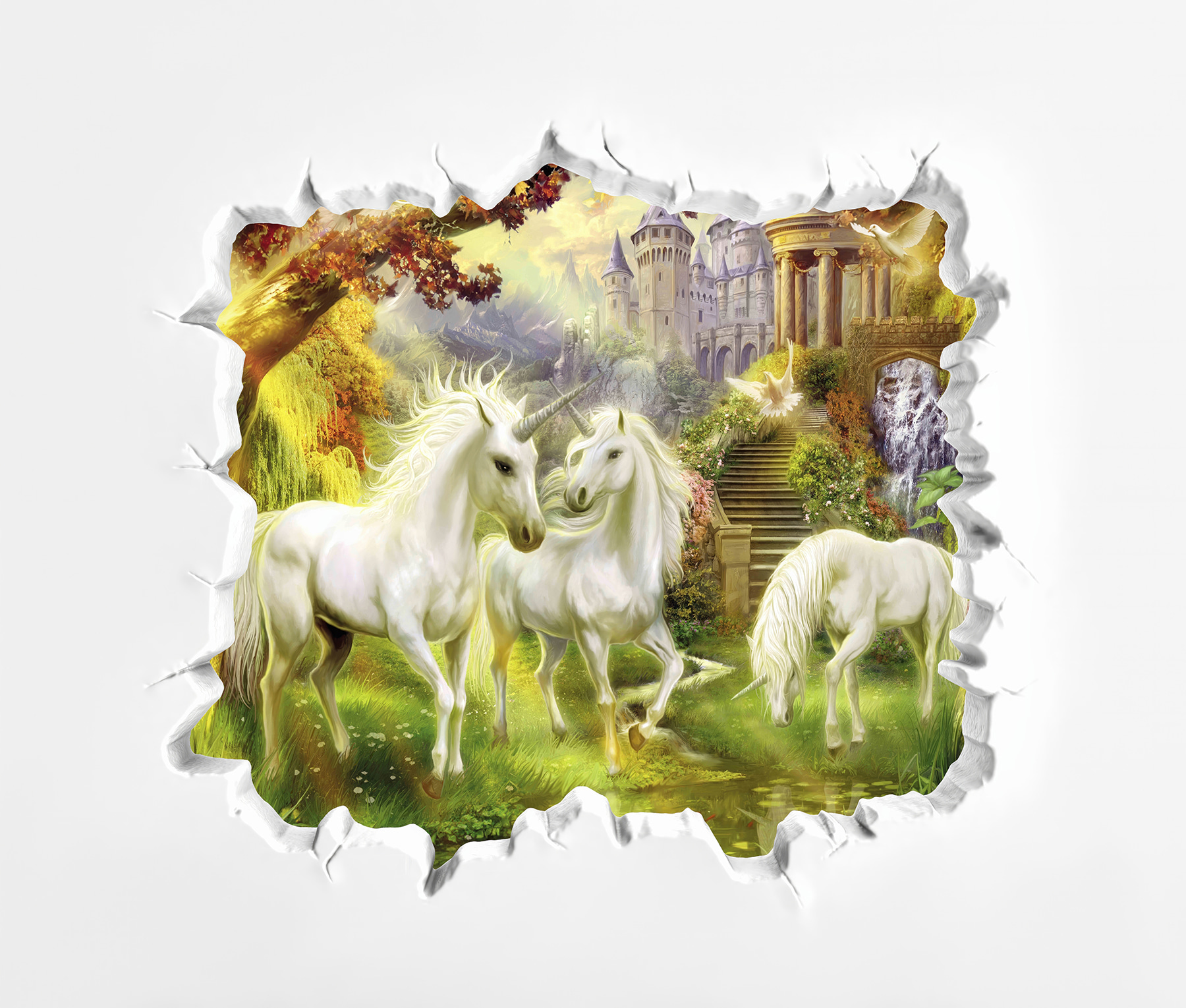 Fal egy kastéllyal és egyszarvúakkal u60025p - Fal egy kastéllyal és egyszarvúakkal - tegory