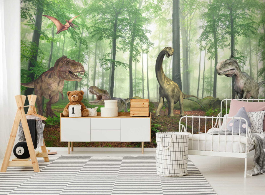 Dinoszauruszok csoportja az erdőben