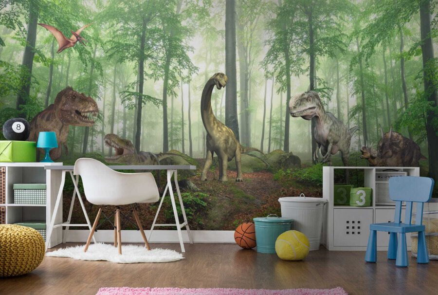 Dinoszauruszok csoportja az erdőben