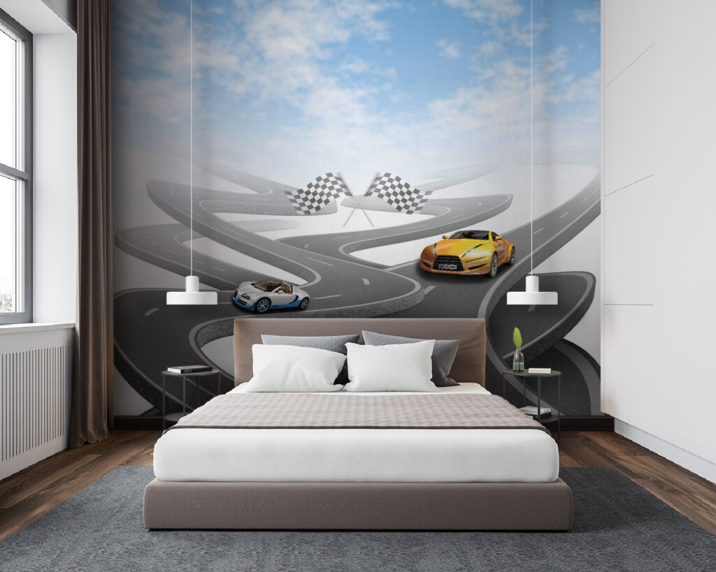 Two cars on a winding road Two cars on a winding road