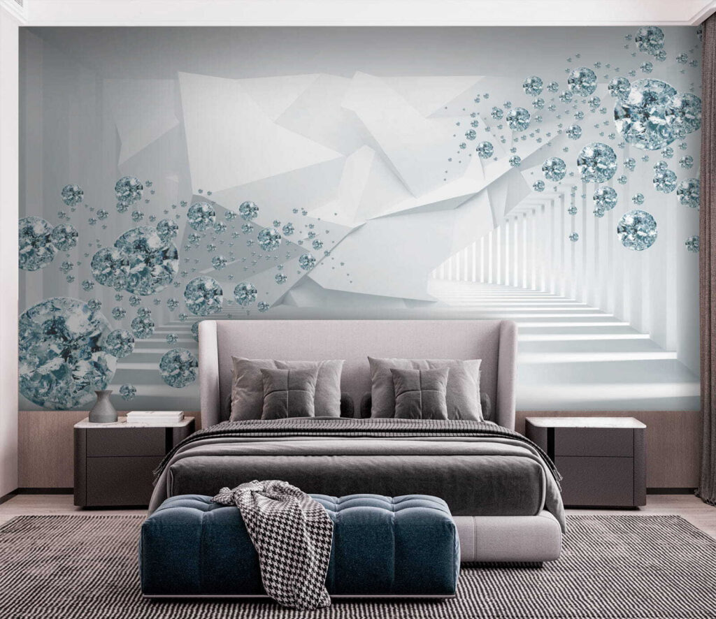 White room with diamonds and a white wall White room with diamonds and a white wall