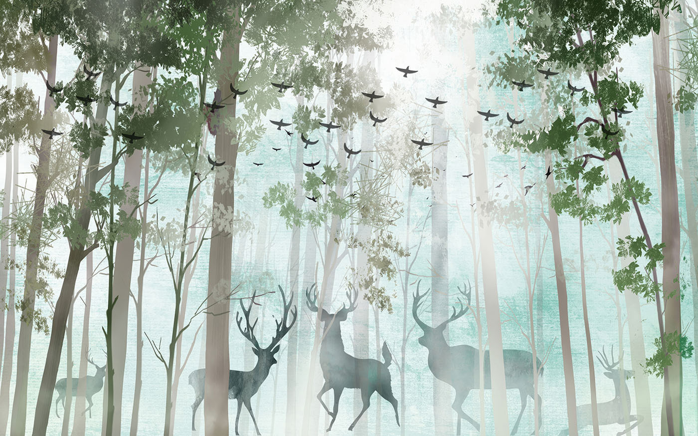 Group of deer in a forest Group of deer in a forest