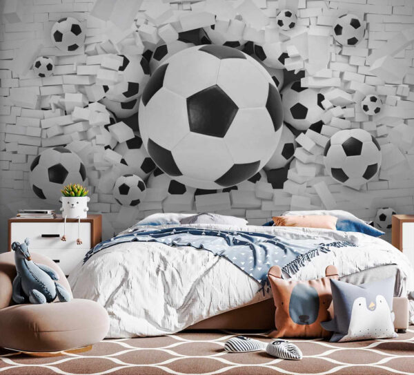 Futball-labdák csoportja egy halom téglában Futball-labdák csoportja egy halom téglában
