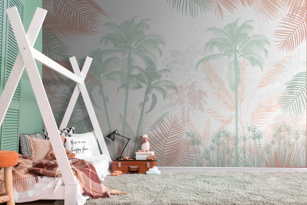 Palm trees and plants on a white background Palm trees and plants on a white background