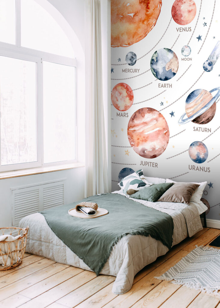 Watercolor of planets and stars Watercolor of planets and stars