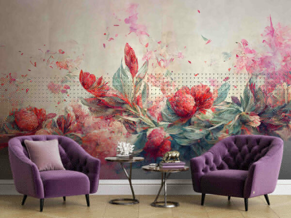 Fotótapéta Fotótapéta Virágok és levelek festése (Cikkszám: u74680)