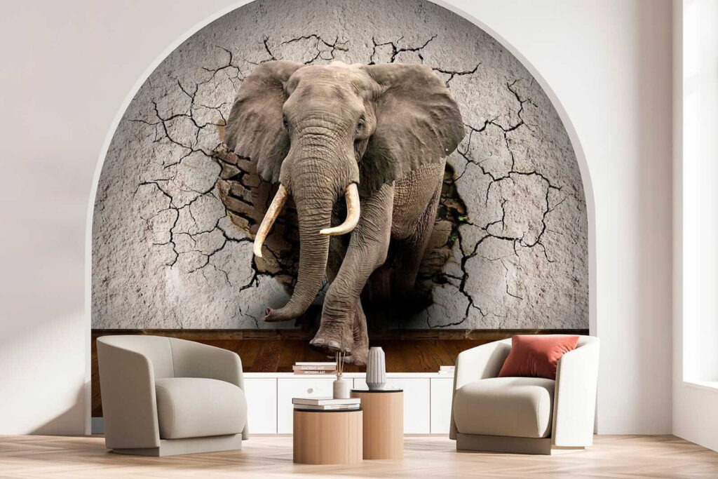 An elephant coming through a wall An elephant coming through a wall