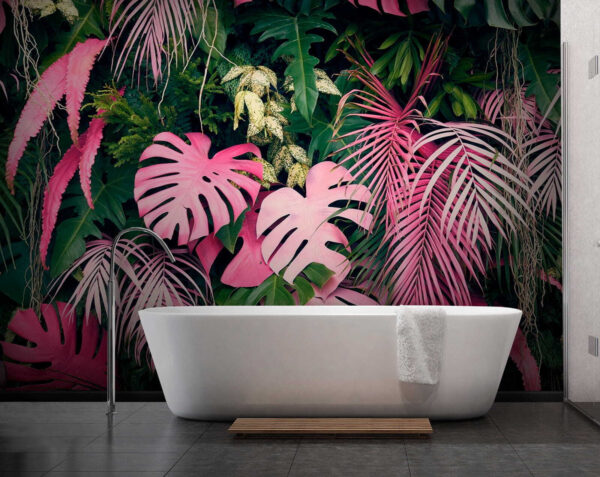 Group of pink and green leaves